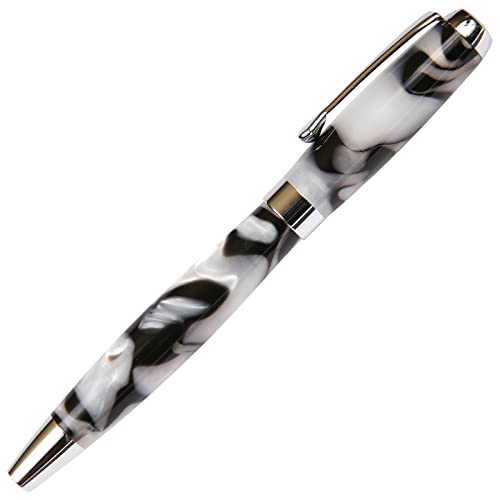 Tuscany Black & Pearl Rollerball Pen - Marbleized Gloss Body #TOP3