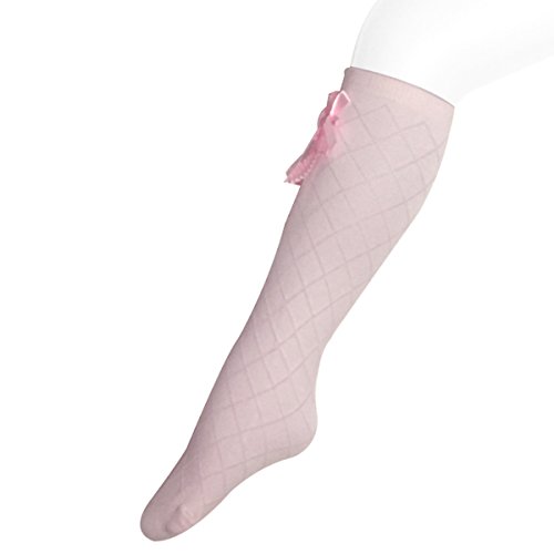 allydrew 4 Pack Knee High Princess Socks with Bow for Girls - Pink, White, Gray & Black3
