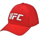 UFC Baseball Hat, 6 Panel Adult Flex Fit Active Cap with Curved Brim, Red, One Size