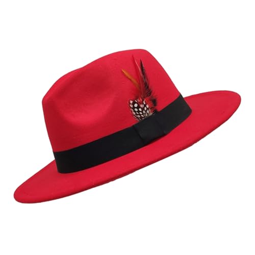 Image of Mens Fedora Hats Classic Wide Brim Fedora Hat for Women Men Dress Hats Panama Hat with Band
