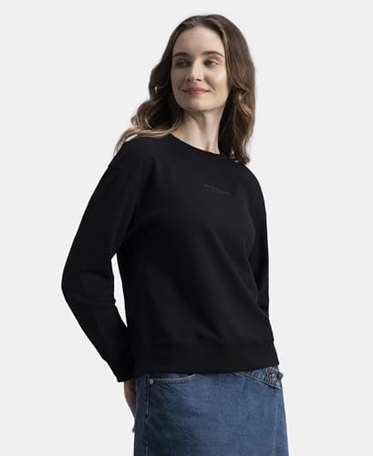 Image of Jockey A191 Women Super Combed Cotton French Terry Fabric Printed Sweatshirt