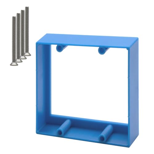 3/4” Double Gang Receptacle Outlet Box Extender,Blue Electrical Box Extender with Screws,Complies with Applicable Electrical Codes,1Pack