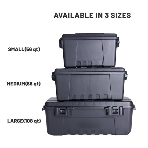 Image of Plano Sportsman's Trunk, Medium 3 Pack, Black, Lockable Storage Box, Medium Storage Bins for Indoor and Outdoor Spaces, Easy to Carry, Secure and Transport, Airline Friendly