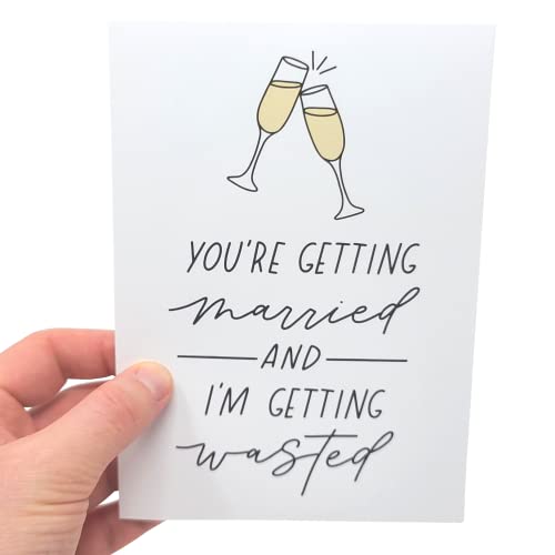 Sleazy Greetings Funny Wedding Card Or Engagement Card | Funny Bridal Shower Bachelorette Party Gift Card For Bride Couple | Adult Celebrating Card For Her Him | I'm Getting Wasted Card #TOP3