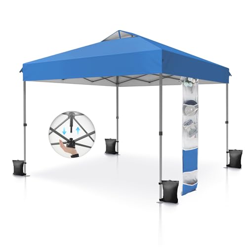 PHI VILLA 10x10 Pop Up Canopy Tent - One Push Setup, Instant Shade Tent with Vented Roof for Beach &...