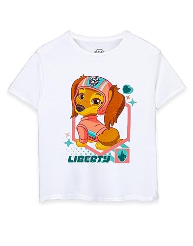 PAW PATROL Liberty Mädchen Weißes T-Shirt | Fun & Comfy T-Shirt für Junge Fans - Das Abenteuer wartet mit Liberty | Der tapfere Welpe - 3-4 Jahre