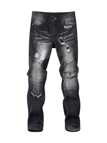 CYZXXY Men's Slim FitJeans Ripped SkinnyJeans for Men, FashionBiker Jeans Stretch Moto Denim Pants
