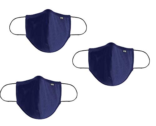 Mascarilla Higienica Lavable y Reutilizable fabricada en Portugal con filtro incorporado + 30 lavados. Tejido suave y ajustable a nariz y boca. Talla adulto unisex. Azul Marino. Pack de 3 unid