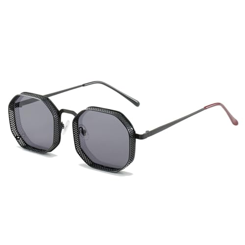 Lunettes rétro en métal géométrique et finitions creuses au style punk affirmé