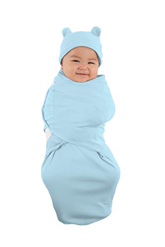 Image of Cuddle Club Swaddles for Newborns - Baby Swaddle Blanket for Boys & Girls - Adjustable Hook-and-Loop Cotton Wrap for Newborn 0-3 & 3-6 Months with hat