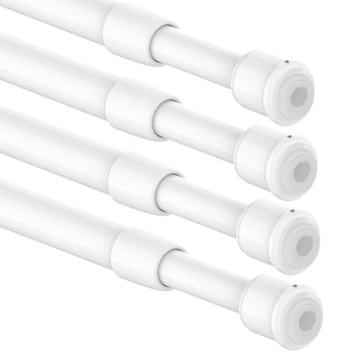 Aiitomg 4 Stücks Klein Teleskopstange Vorhangstange, Spannstange, Kleiderstange ohne Bohren für Küche, Schrank, DIY-Projekte (30-45CM,Φ7.8&10mm)