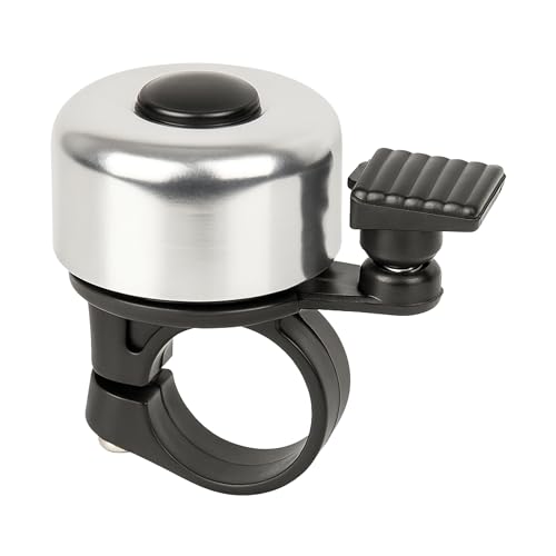 Fahrradklingel für Fahrradlenker, 1 Stück, in Silber, lauter und klarer Klang, für Ø 20 bis 22 mm Lenkstangen zum Anschrauben, Silberne Fahrradglocke, Fahrrad Klingel, Hupe Fahrrad, Fahrradzubehör