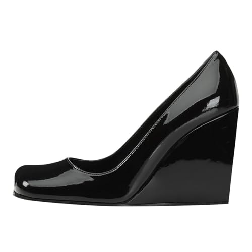 Women Chic Round Toe Wedge High Heel Pumps Slip On Graceful Ladies Dressy Evening Dress Shoe Size 4-16 US2
