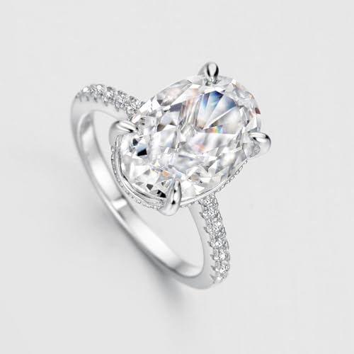 Michooyel Oval Cut 4ct Engagement Ring Sterling Silver Cubic Zirconia Rhodium Plated Solitaire Women‘s Ring Wedding Ring Promise Ring Wedding Band3
