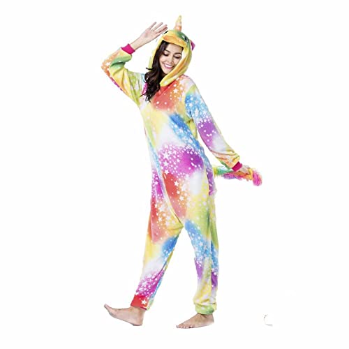 Pijama Unicórnio Technicolor Estrelinha Kigurumi Unissex Tamanho: G 1,63-1,73; Cor: Colorido