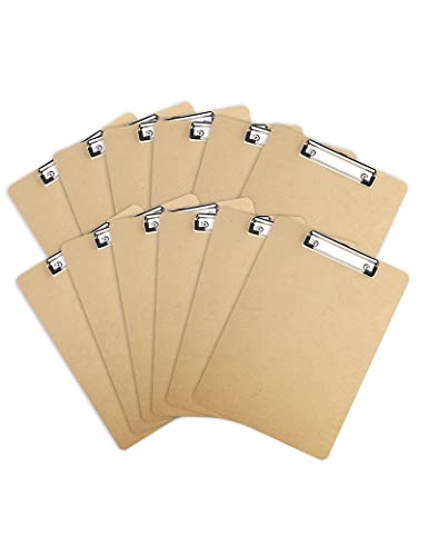 Sunee 12 Packs Brown Clipboards 8.5X11, Wooden Clip Board With Low Profile Clip, Letter Size, Classroom And Office Supplies #TOP27