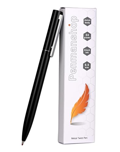 Image of Metal Twist Pen Minimalist Design Heavy Weight 24g Black Ink 0.5mm (Black)