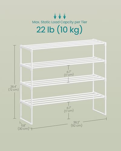Image of SONGMICS Shoe Rack, 4-Tier Shoe Organizer, Metal Storage Shelf