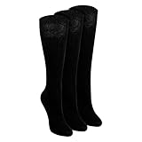 Sock Snob 3 Pairs 100% Cotton Knee High Socks For Women Breathable Extra Soft Long Socks (4-8, Black)