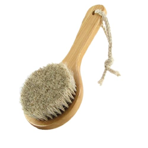 HiKin Short Handle Horsehair Wood Brush