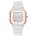 Damen Analog Quarz Armbanduhr mit Edelstahlarmband/Lederarmband Watch Watch Damen Zifferblatt Quarzuhr Silikon Fashion Strap Digital Digital Watch Womens Elastisches Armband (White, One Size)