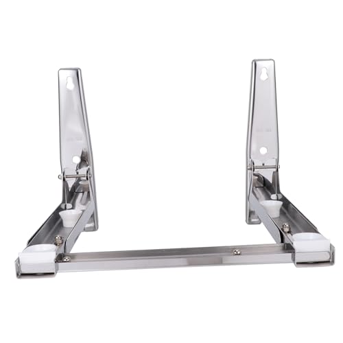 TOYANDONA Soporte de Pared para Microondas de Acero Inoxidable Estante Retráctil y Plegable con Barra Deslizante Capacidad hasta Ahorra Espacio Cocina