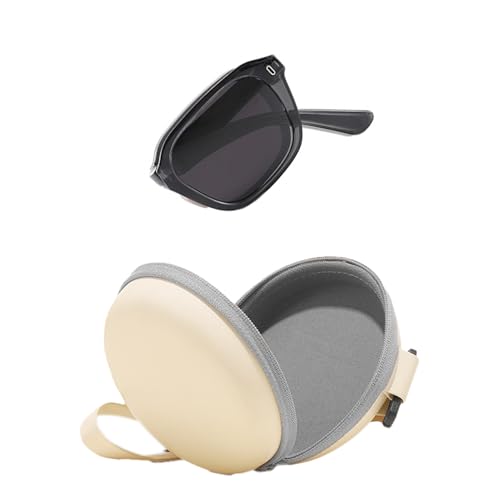 J&L Glasses Polarized Folding Sunglasses Women Men Square Sunglasses Foldable Sunglasses UV400 Protection (Grey/Black)