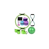 Pilates Essential Kit, Aro Pilates Mujer, Juego De 8 Piezas, Accesorios Pilates para Casa, Aro Pilates, Cintas EláSticas Musculación (Verde)