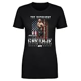500 LEVEL Justin Gaethje UFC Shirt for Women - Justin Gaethje The Highlight Flag WHT (Black, Small)