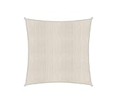 Lumaland Sonnensegel inkl. Befestigungsseile, 100% HDPE mit Stabilisator für UV Schutz, Quadrat 3 x 3 Meter Creme