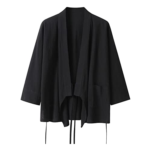 RUMAOZIA Chaqueta de punto kimono para hombre ropa exterior casual japonesa tradicional clásica samurai ropa verano playa transpirable kimono camisa suelta ropa de calle yukata haori camisas, O