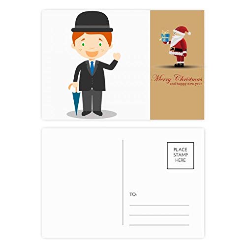 Cartes postales noires style Angleterre et Père Noël vintage pour gentlemen exigeants
