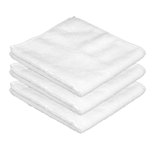 KyltoSynth Microfiber Cleaning Cloth, 3 Pcs White11.8 inch x 11.8 inch, Cleaning Rags, Microfiber Cloth, Multi-Functional Cleaning Towels, for Car Detailing, Home, Kitchen (White, 11.4 x 11.4 inch)