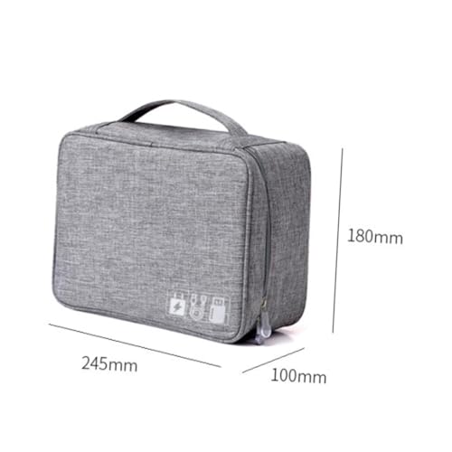 Estuche de almacenamiento para viaje en poliéster para cables y accesorios electrónicos, color gris miniatura 2
