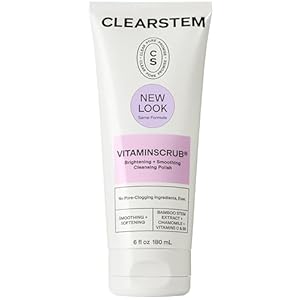 CLEARSTEM – VITAMINSCRUB – Antioxidant-Infused Scrub Cleanser – Exfoliating Face Wash + Body Scrub – Vitamin C, Hemp, Bamboo – Skin Care Products – Gluten Free, Cruelty Free – 6 fl oz / 180ml