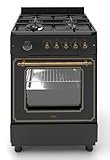 Ferre F6IP40GF-BL-RETRO-W 60cm Freestanding Gas Cooker With Wok Burner & Turbo Fan - Matte Black - Image 3