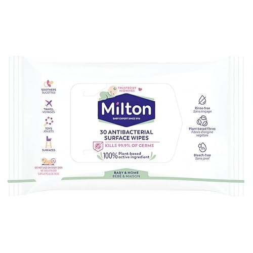 ZINNIAUK 2 x Milton Antibacterial Surface Wipes - 60 pcs | Kills 99.9% Bacteria on Baby Products, Toys, Changing Mats, Kitchen, Phones & Travel Surface Cleaning Wipes