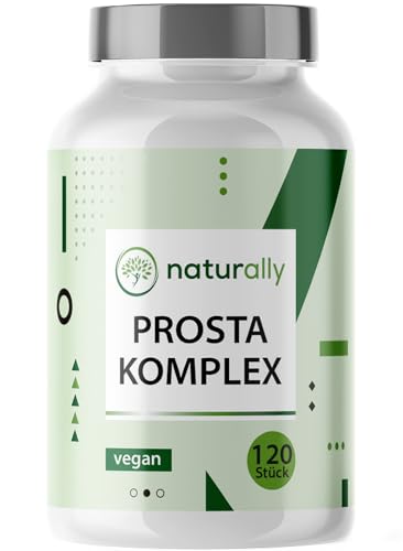 naturally Prostata Kapseln hochdosiert [120 Stück] – Sägepalmenextrakt Prostata Komplex mit Kürbiskern, Brennnessel, Vitamin E, Zink, Selen – vegan, prosta, Sägepalme, saw palmetto