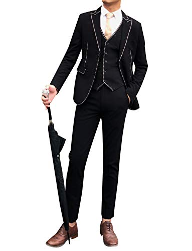 Costume trois pièces homme tuxedo ajusté chic avec revers en pointe