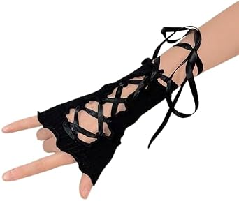 OCUH Y2K Accessories Cutecore Grunge Gloves for women Goth Fingerless Ripped Long Sleeve Cosplay Lolita Cute Arm Warmers