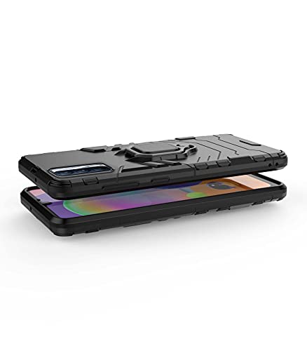 Image of Pikkme D5 Tough Armor Bumper Back Cover Case for Realme X7 |Ring Holder & Kickstand in-Built (Black)