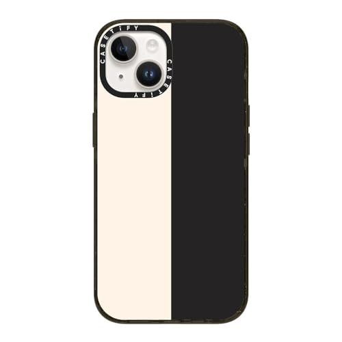 CASETiFY �C���p�N�g iPhone 14 �P�[�X [MIL�K�i���� (4x MIL-STD-810G)/2.5m����̗����������N���A/MagSafe �ɑΉ�] - White/Black Colorblock - �u���b�N