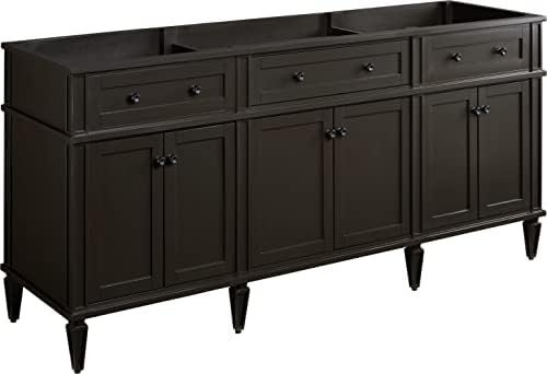 Signature Hardware 454080 Elmdale 72" Mahogany Wood Double Vanity Cabinet - Charcoal Black