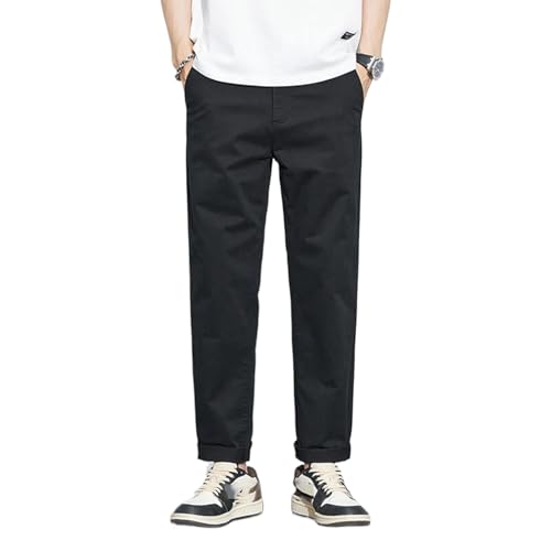 Men's Summer Ankle-Length Casual Pants Thin Business Straight Work Solid Color Trousers Male
