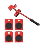 Möbelumzugs-Transportrollenset, Hebezeug, Radstange, Hebevorrichtung for schwere Gegenstände, Handwerkzeuge(5PCS Red)
