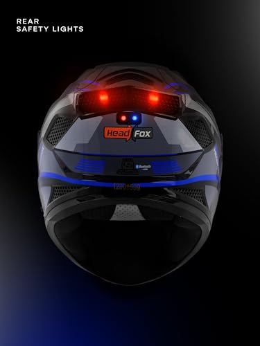 Image of HEADFOX N2F Track Full Face Bluetooth Helmet for Bike | Waterproof Smart Helmet for Men & Women | Built-in Bluetooth for Calls, ENC, Music & GPS | Voice Assist | ISI Certified