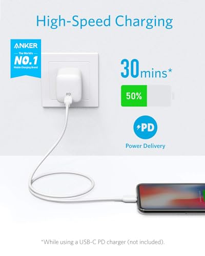 Image of Anker USB C to Lightning Cable, MFi Certified Cable for iPhone 13 Pro 12 Pro Max 12 11 X XS, Supports Power Delivery (6FT, 2-Pack, White)