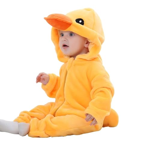 Canday Animal Pajamas Infant Cosplay Unisex Child Kid Jumpsuits Toddler Hooded One Piece Bathrobe Yellow