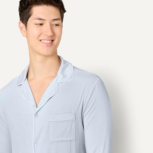 Image of Amazon Essentials x Sofia Grainge Men's Long Sleeve Relaxed Fit Breathable Modal Jersey Pajama Set, Loungewear