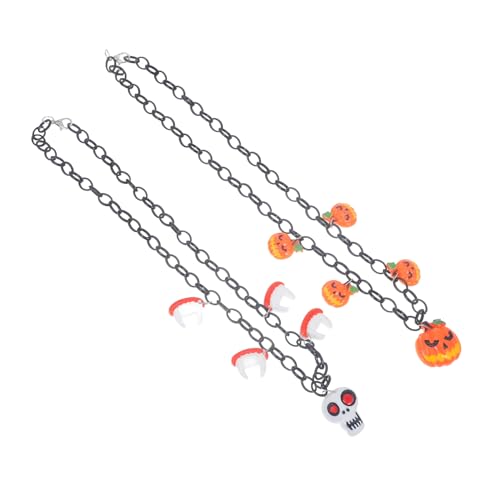 Ciieeo 2 piezas Collar Halloween Colgantes Calabaza y Hierro para Fiesta Decoración Unisex